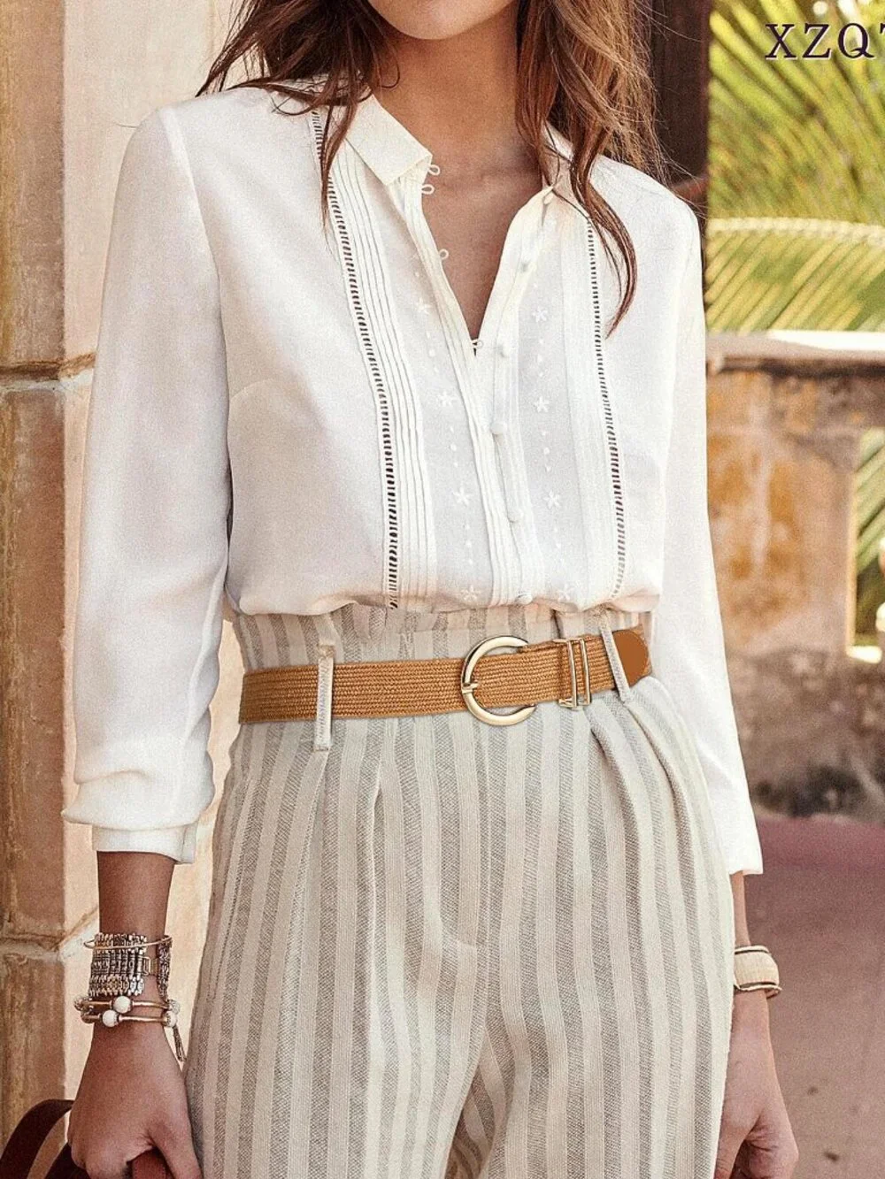 XZQTIVE Women Straw Woven Summer Belt for Dress Ladies Stretchy Elastic Raffia R
